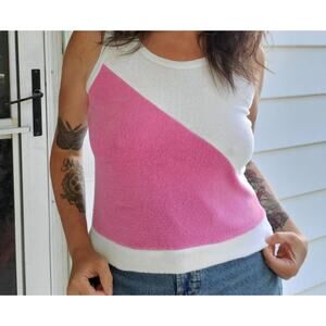 Vintage 70's-80's Terry cloth pink and white tank top!